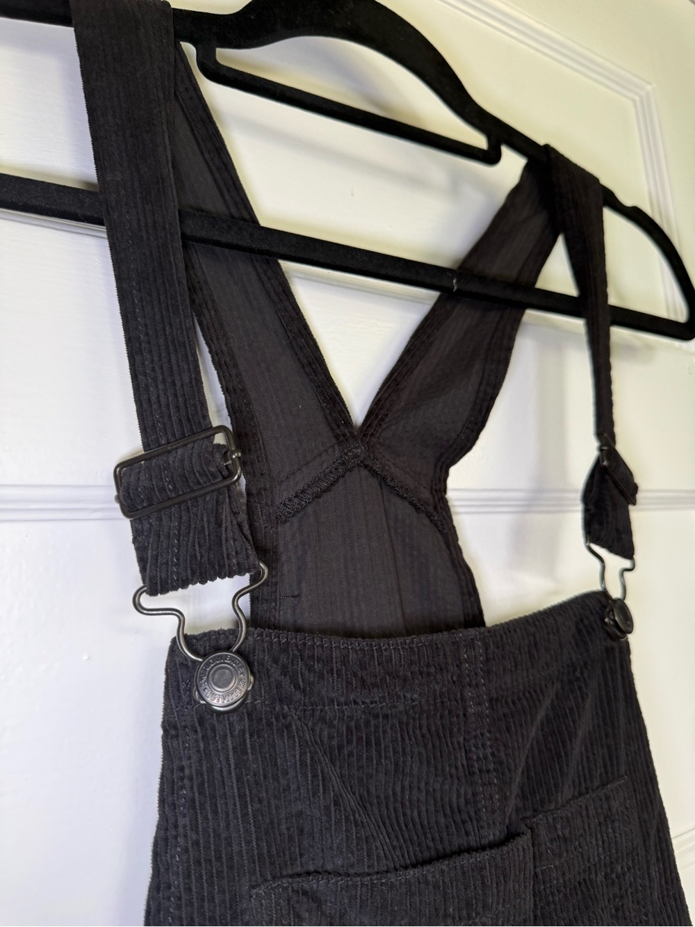 American Eagle Outfitters Black Corduroy Overall Mini Dress 90’s Grunge Fall M - Picture 4 of 13